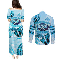Hawaii Sea Turtle Snorkeling Is My Therapy Couples Matching Puletasi and Long Sleeve Button Shirt