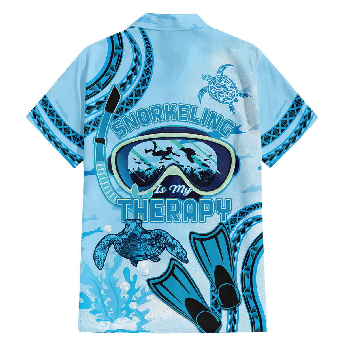 Hawaii Sea Turtle Snorkeling Is My Therapy Family Matching Tank Maxi Dress and Hawaiian Shirt
