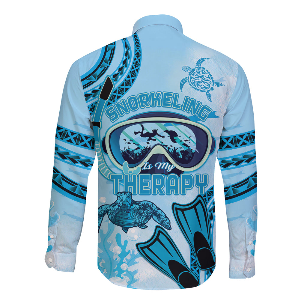 Hawaii Sea Turtle Snorkeling Is My Therapy Long Sleeve Button Shirt