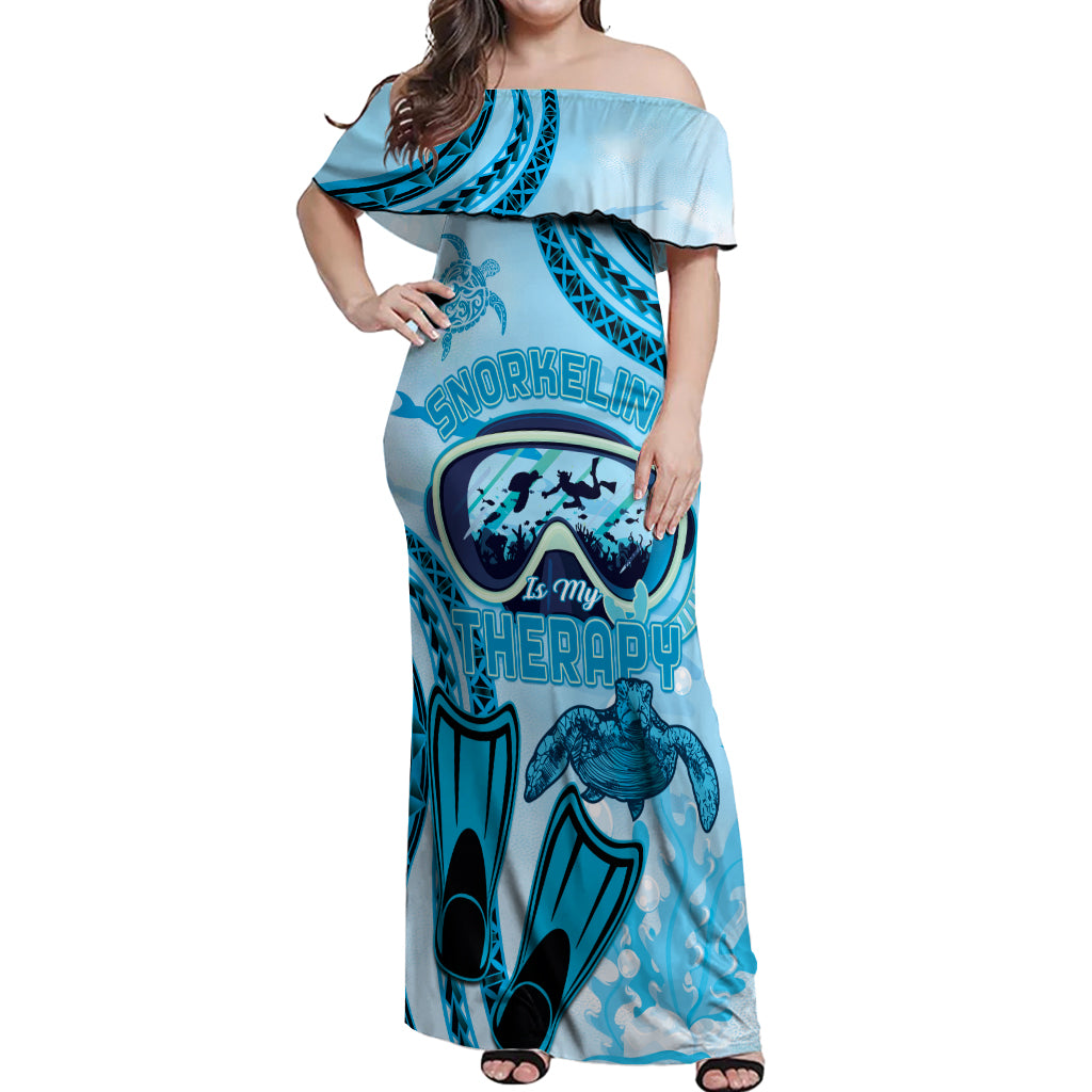 Hawaii Sea Turtle Snorkeling Is My Therapy Off Shoulder Maxi Dress