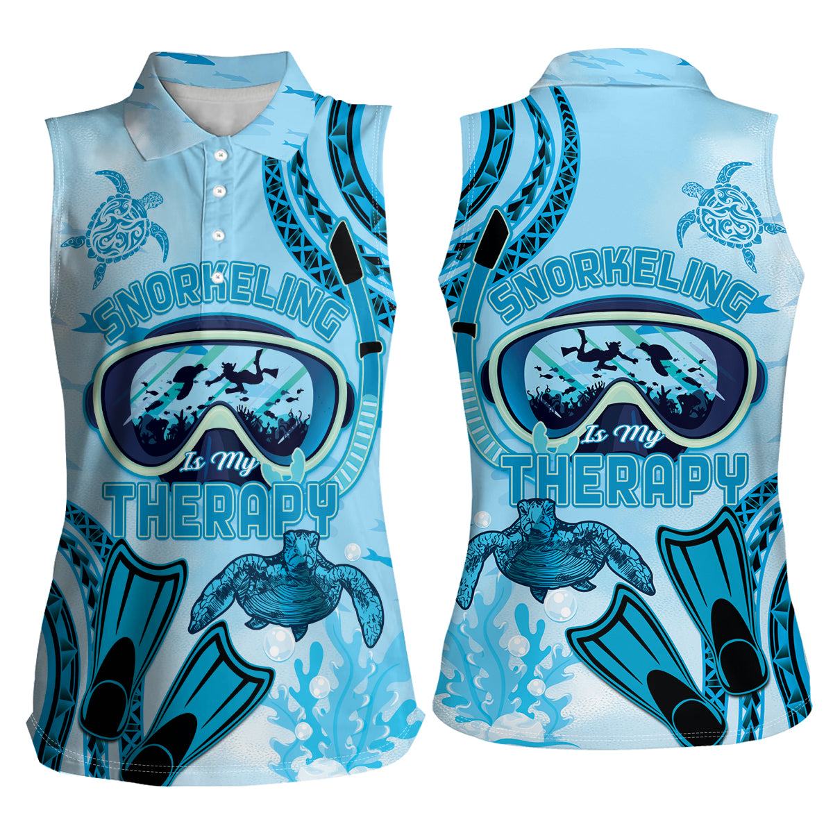 Hawaii Sea Turtle Snorkeling Is My Therapy Women Sleeveless Polo Shirt