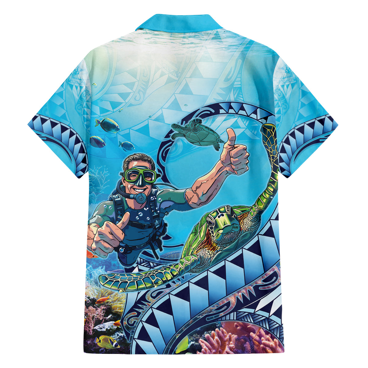 Hawaii Snorkeling Honu Turtle Family Matching Puletasi and Hawaiian Shirt Under The Ocean Vibes LT14 - Polynesian Pride