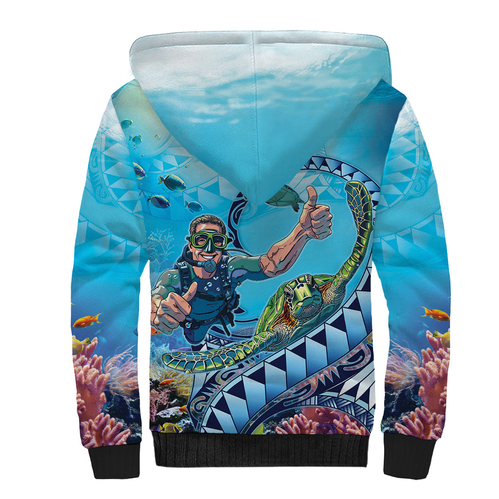 Hawaii Snorkeling Honu Turtle Sherpa Hoodie Under The Ocean Vibes