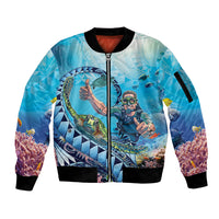 Hawaii Snorkeling Honu Turtle Sleeve Zip Bomber Jacket Under The Ocean Vibes