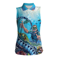 Hawaii Snorkeling Honu Turtle Women Sleeveless Polo Shirt Under The Ocean Vibes