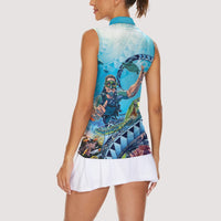 Hawaii Snorkeling Honu Turtle Women Sleeveless Polo Shirt Under The Ocean Vibes