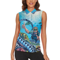 Hawaii Snorkeling Honu Turtle Women Sleeveless Polo Shirt Under The Ocean Vibes