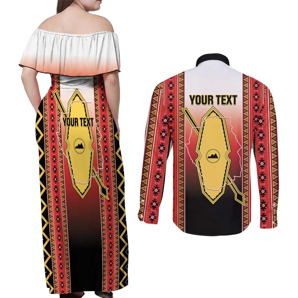 Personalised Bukidnon Philippines Couples Matching Off Shoulder Maxi Dress and Long Sleeve Button Shirt The Food Basket of Region X