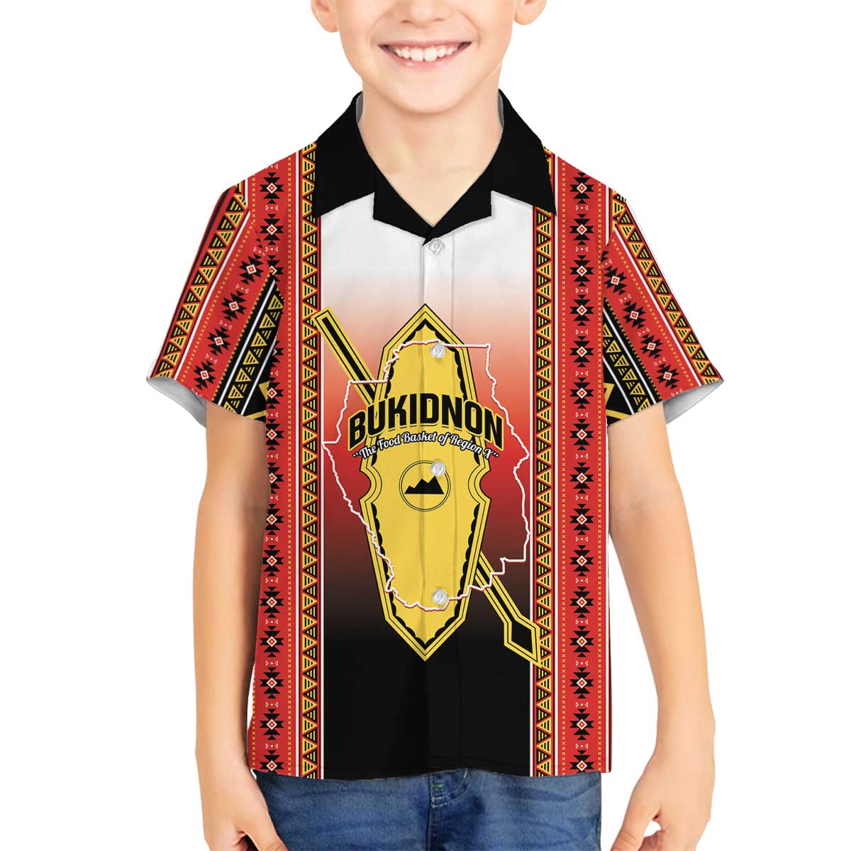 Personalised Bukidnon Philippines Family Matching Off The Shoulder Long Sleeve Dress and Hawaiian Shirt The Food Basket of Region X