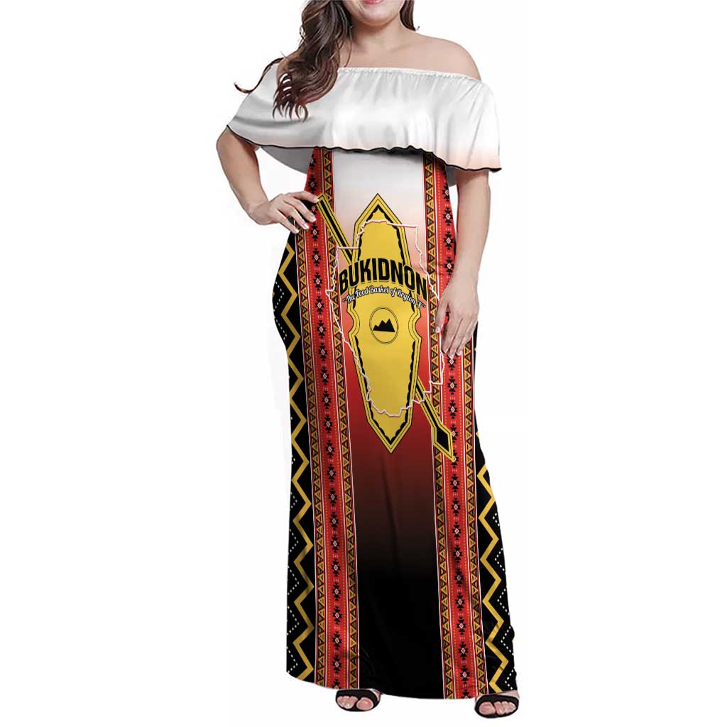 Personalised Bukidnon Philippines Family Matching Off Shoulder Maxi Dress and Hawaiian Shirt The Food Basket of Region X