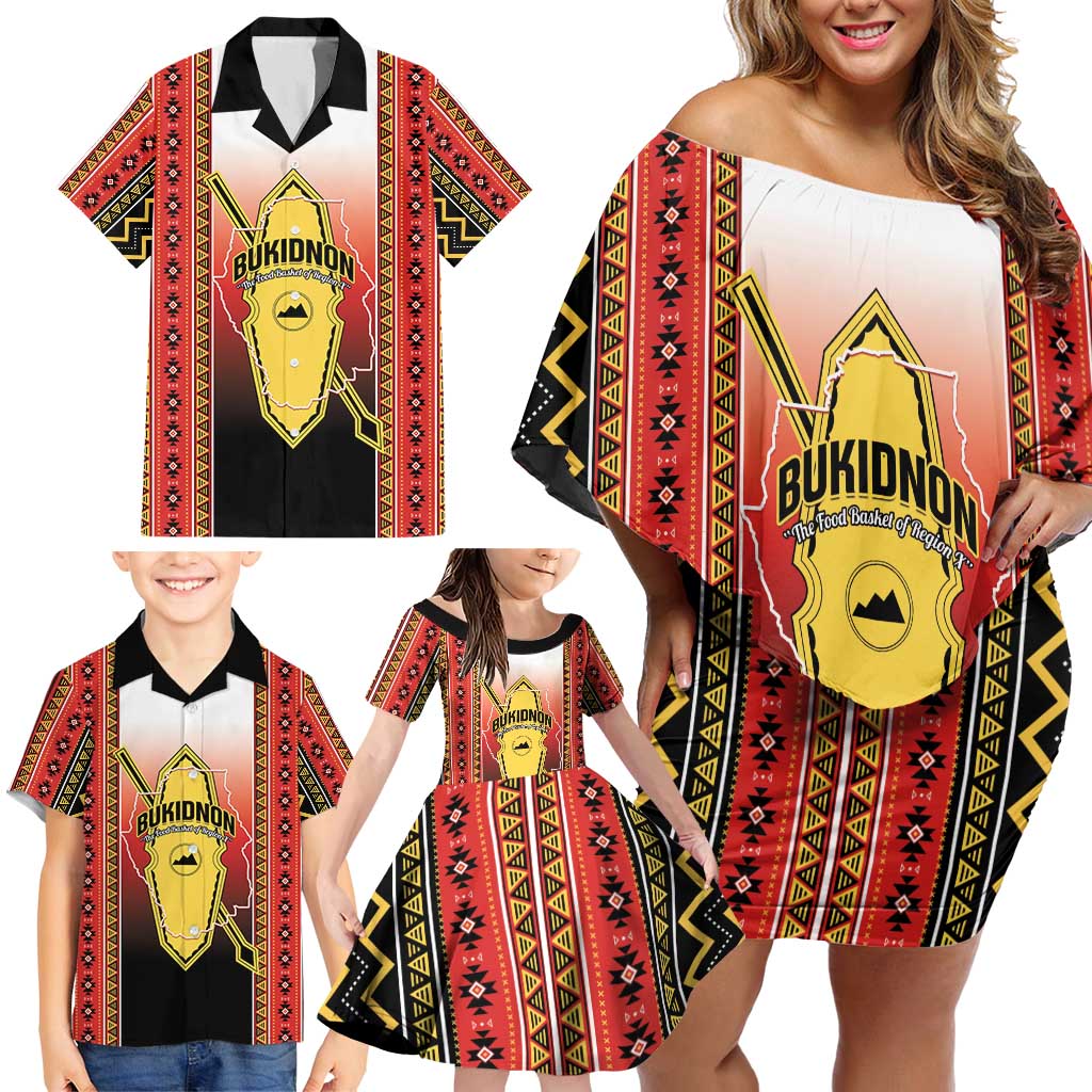 Personalised Bukidnon Philippines Family Matching Off Shoulder Short Dress and Hawaiian Shirt The Food Basket of Region X