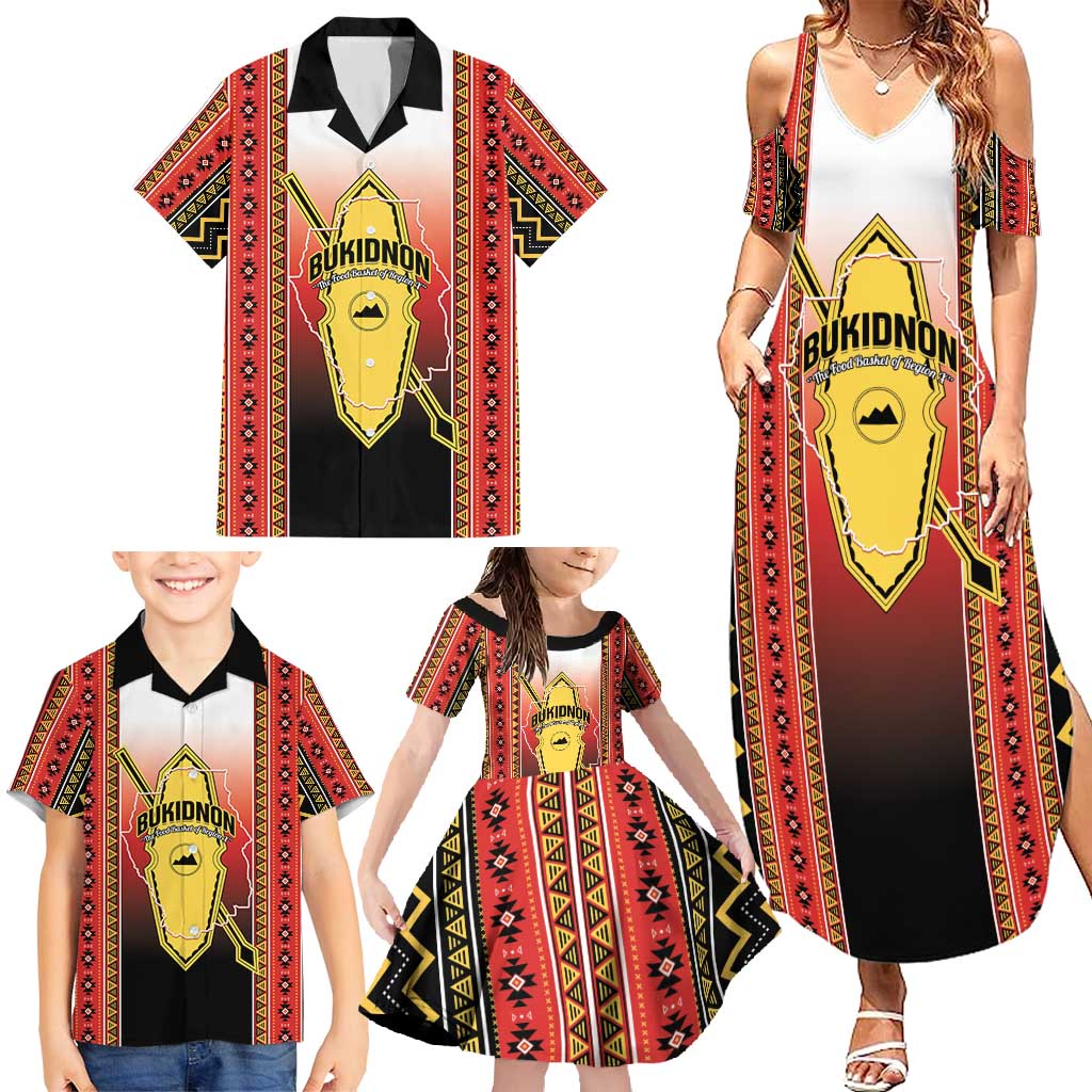 Personalised Bukidnon Philippines Family Matching Summer Maxi Dress and Hawaiian Shirt The Food Basket of Region X