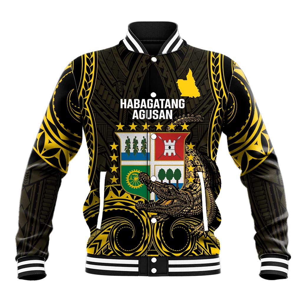 Agusan del Sur Philippines Baseball Jacket Habagatang Agusan Lolong LT14 Unisex Black - Polynesian Pride