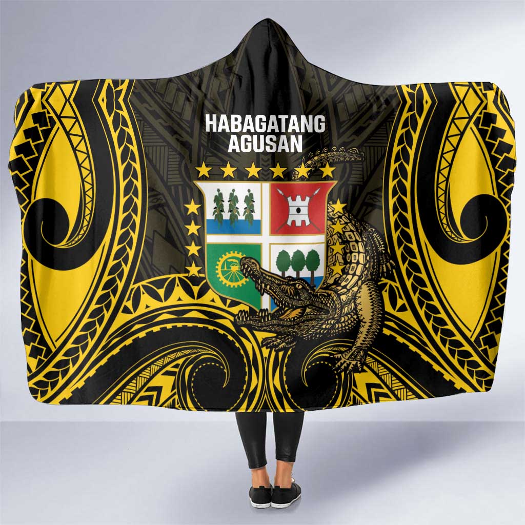 Agusan del Sur Philippines Hooded Blanket Habagatang Agusan Lolong LT14 One Size Black - Polynesian Pride