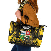 Agusan del Sur Philippines Leather Tote Bag Habagatang Agusan Lolong LT14 Black - Polynesian Pride