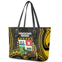 Agusan del Sur Philippines Leather Tote Bag Habagatang Agusan Lolong LT14 - Polynesian Pride
