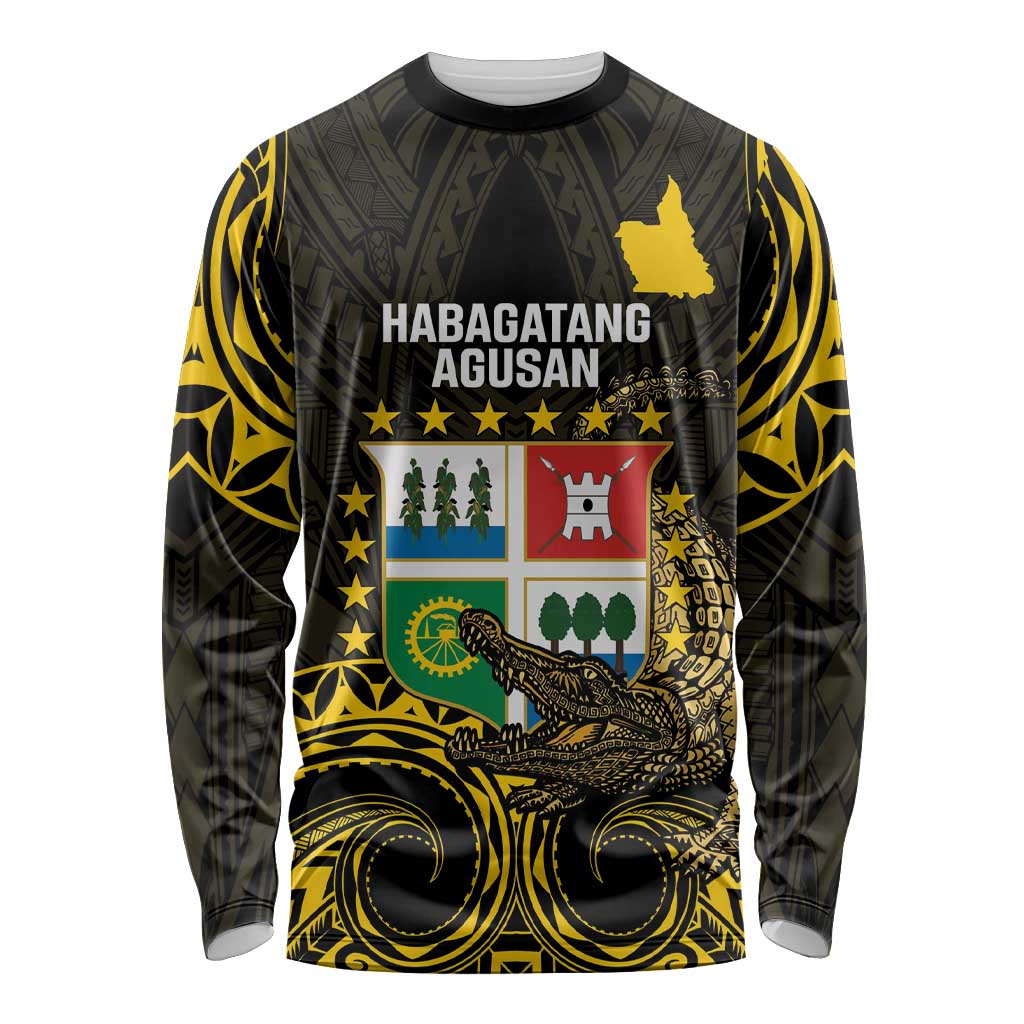 Agusan del Sur Philippines Long Sleeve Shirt Habagatang Agusan Lolong LT14 Unisex Black - Polynesian Pride