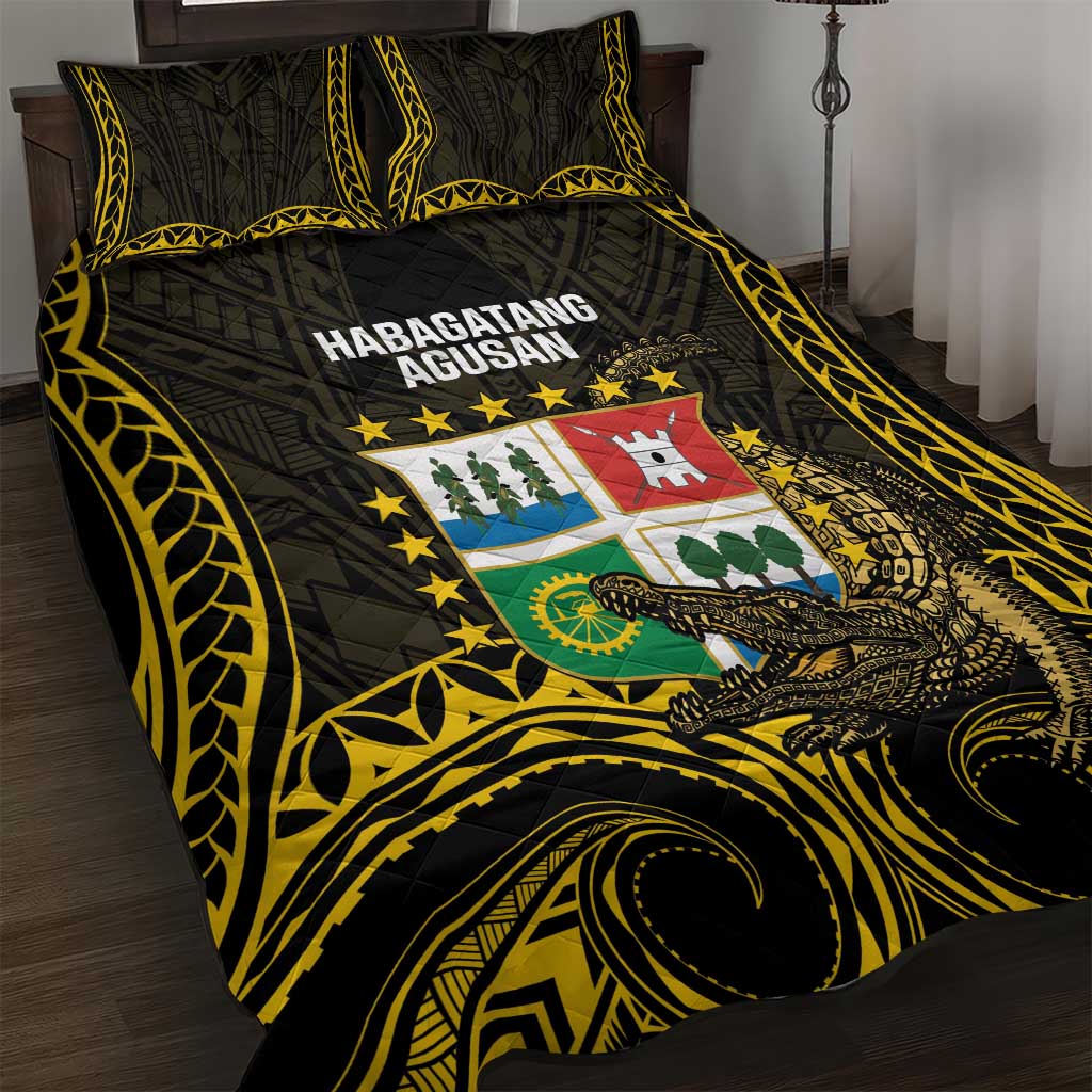 Agusan del Sur Philippines Quilt Bed Set Habagatang Agusan Lolong LT14 Black - Polynesian Pride