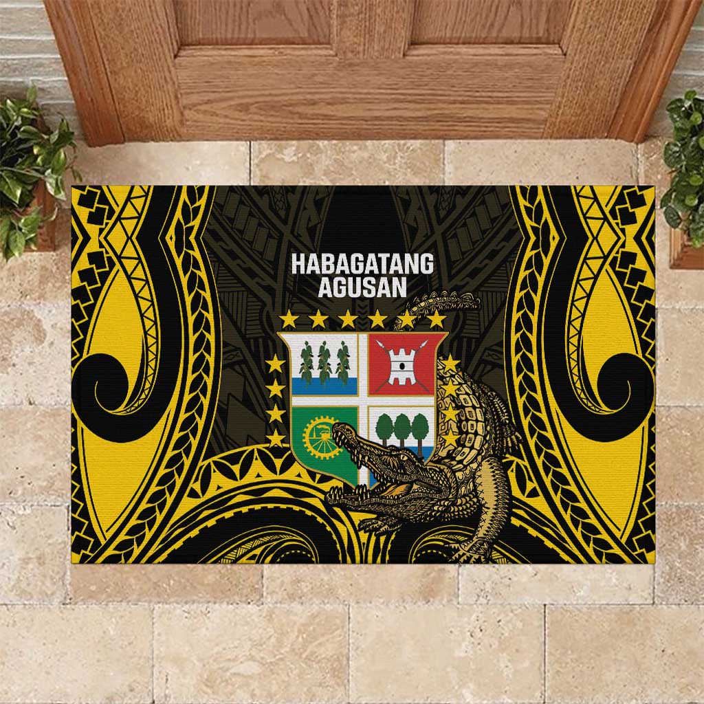 Agusan del Sur Philippines Rubber Doormat Habagatang Agusan Lolong LT14 Black - Polynesian Pride