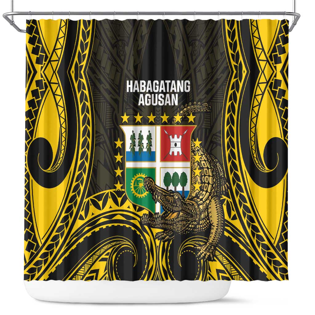 Agusan del Sur Philippines Shower Curtain Habagatang Agusan Lolong LT14 Black - Polynesian Pride