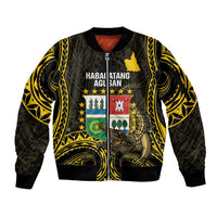 Agusan del Sur Philippines Sleeve Zip Bomber Jacket Habagatang Agusan Lolong LT14 Unisex Black - Polynesian Pride