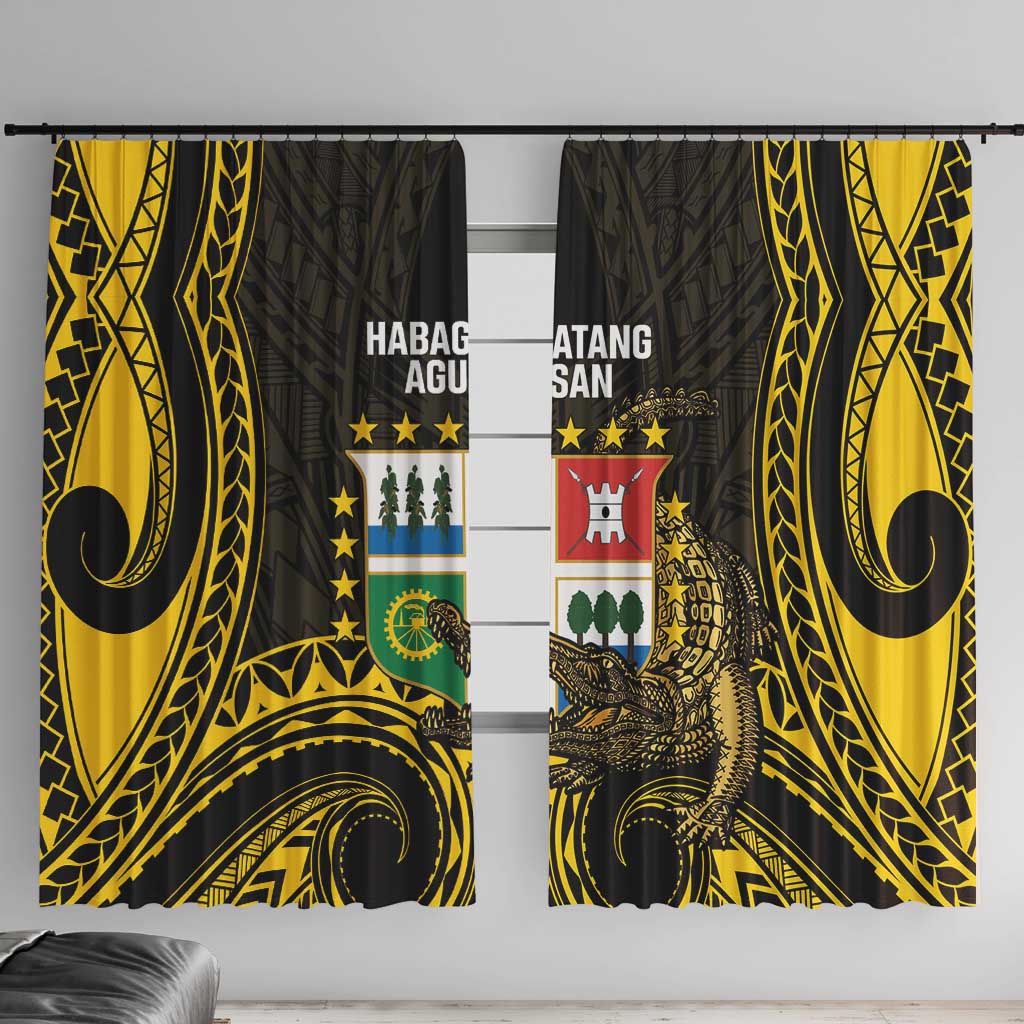 Agusan del Sur Philippines Window Curtain Habagatang Agusan Lolong LT14 With Hooks Black - Polynesian Pride