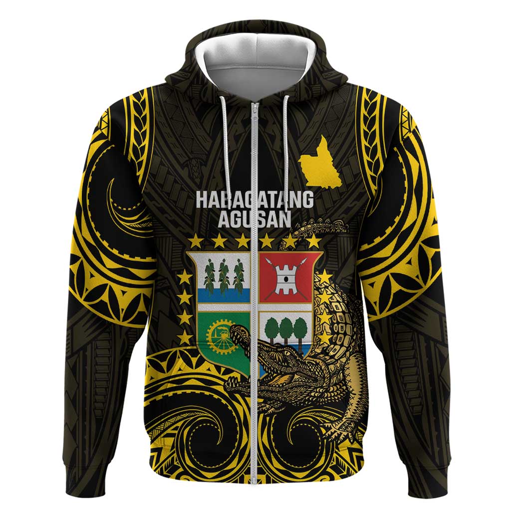 Agusan del Sur Philippines Zip Hoodie Habagatang Agusan Lolong LT14 Zip Hoodie Black - Polynesian Pride
