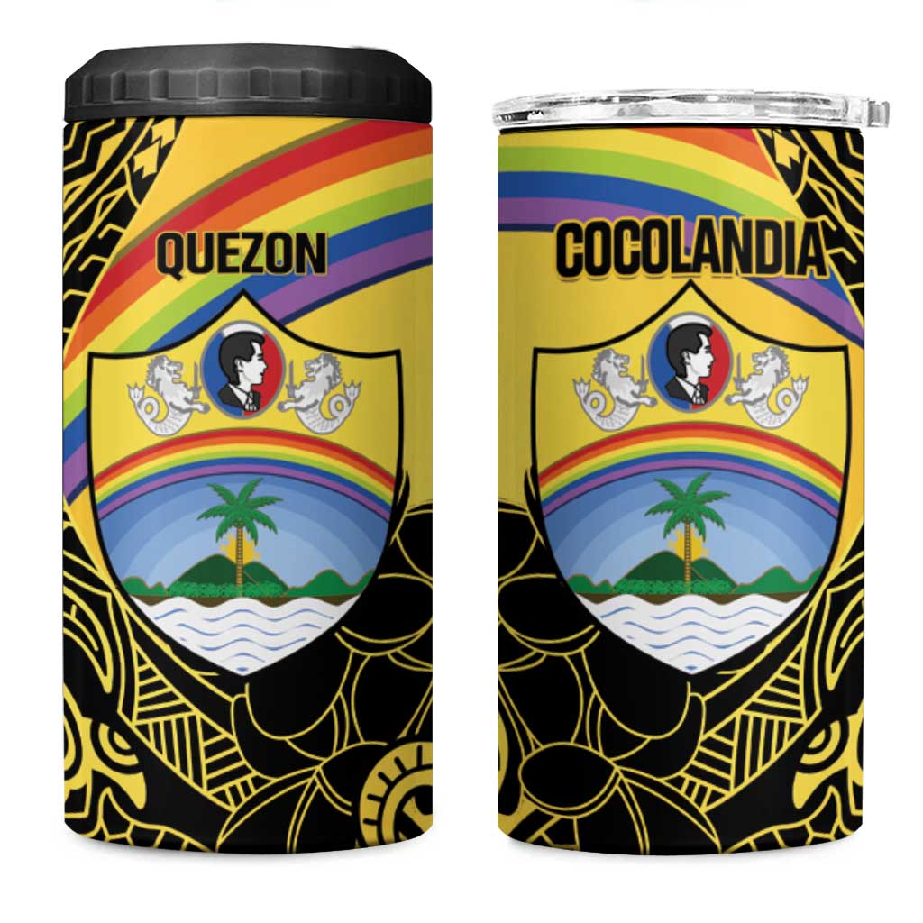 Quezon Province 4 in 1 Can Cooler Tumbler Cocolandia Philippines Turtle LT14 One Size: 16 oz Gold - Polynesian Pride
