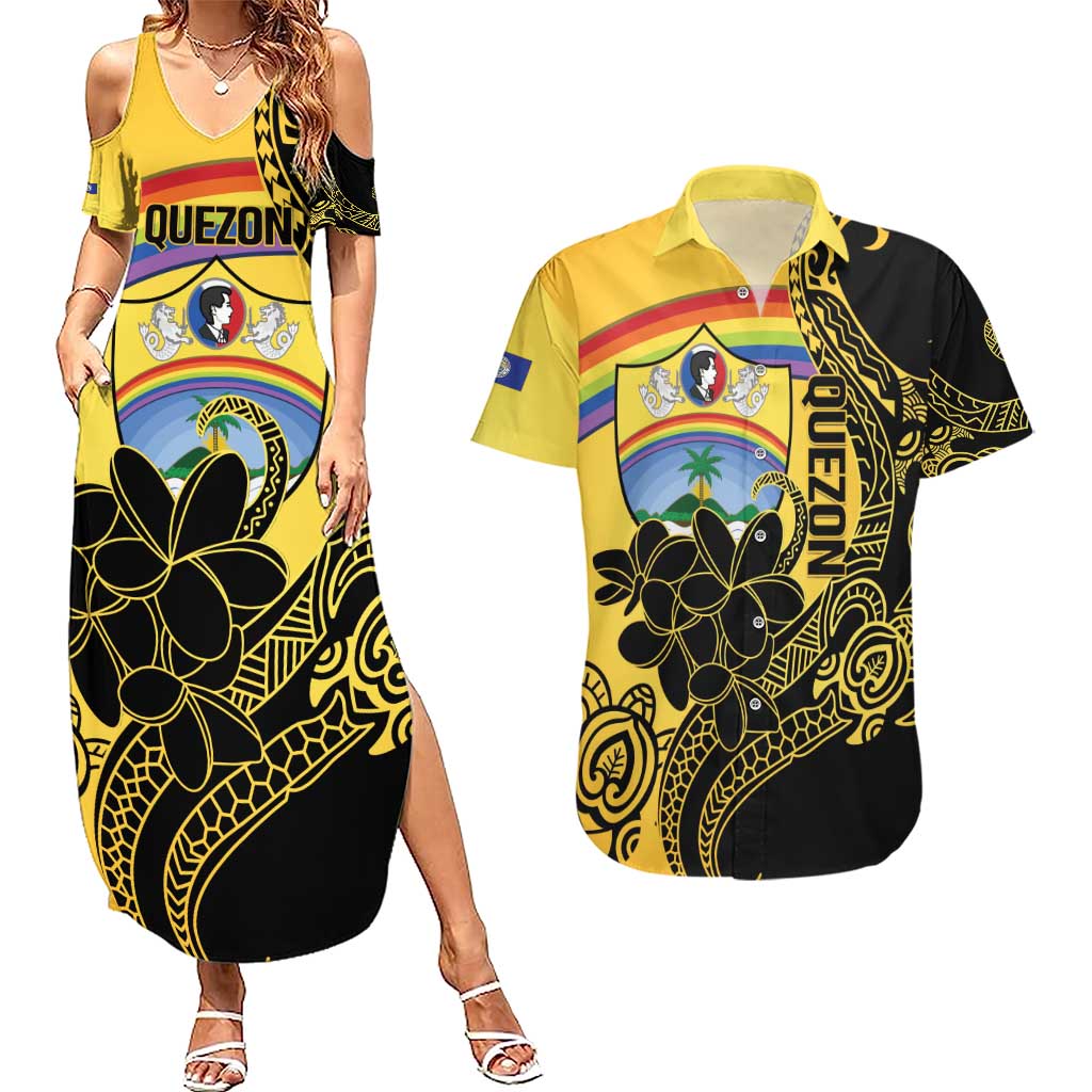 Quezon Province Couples Matching Summer Maxi Dress and Hawaiian Shirt Cocolandia Philippines Turtle LT14 Gold - Polynesian Pride