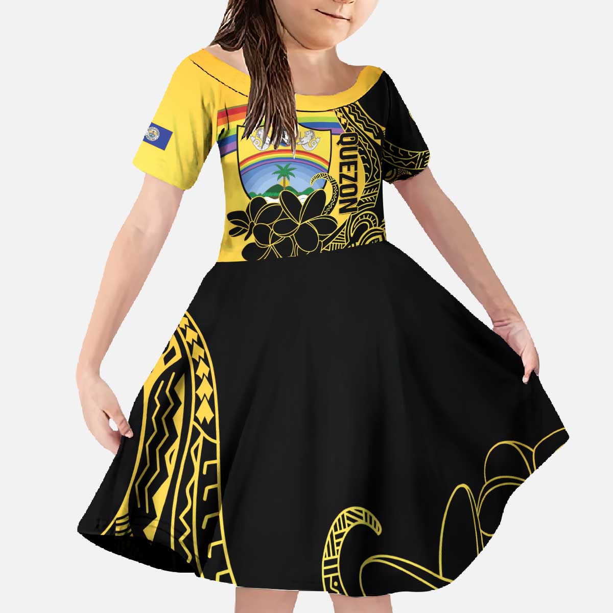 Quezon Province Family Matching Off The Shoulder Long Sleeve Dress and Hawaiian Shirt Cocolandia Philippines Turtle