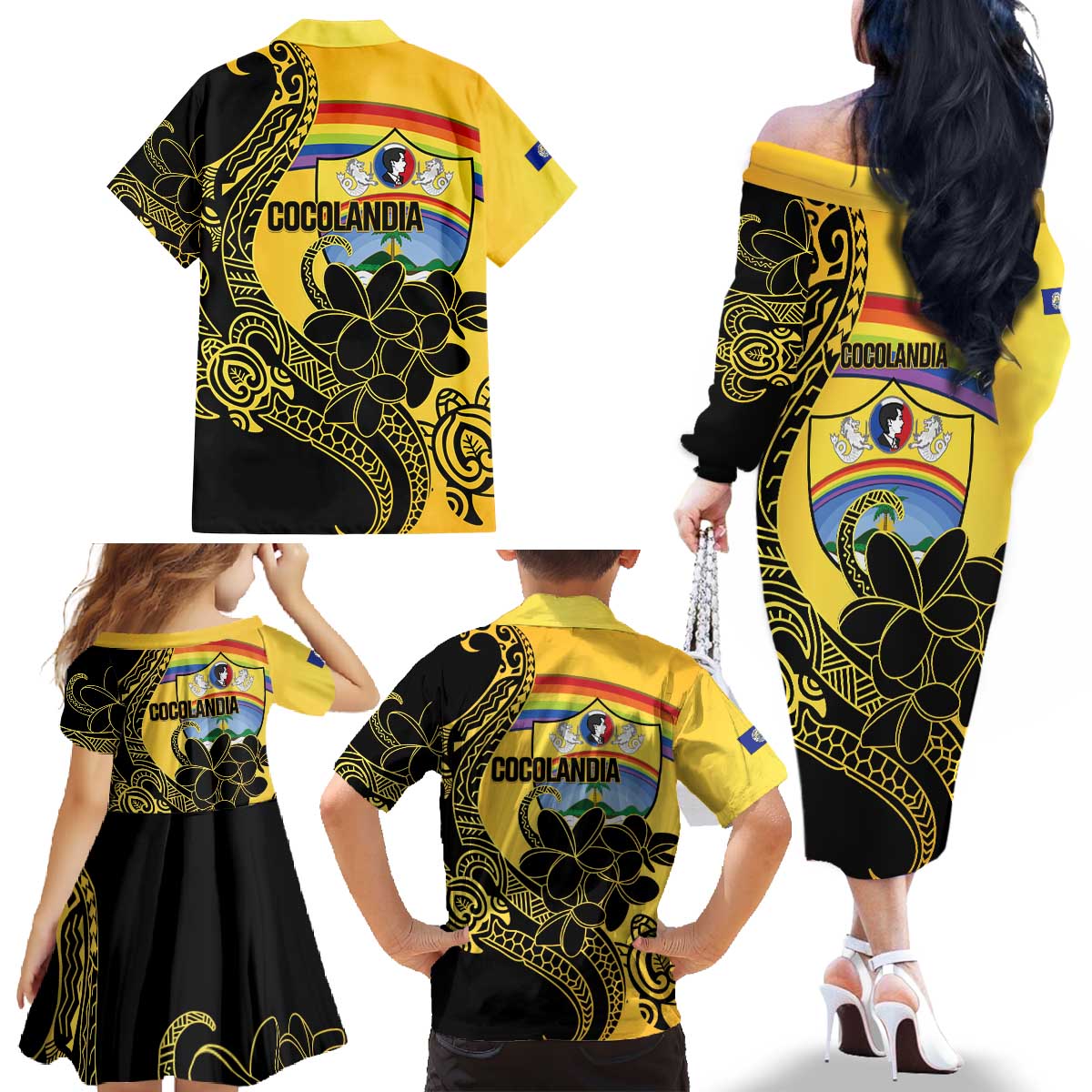 Quezon Province Family Matching Off The Shoulder Long Sleeve Dress and Hawaiian Shirt Cocolandia Philippines Turtle