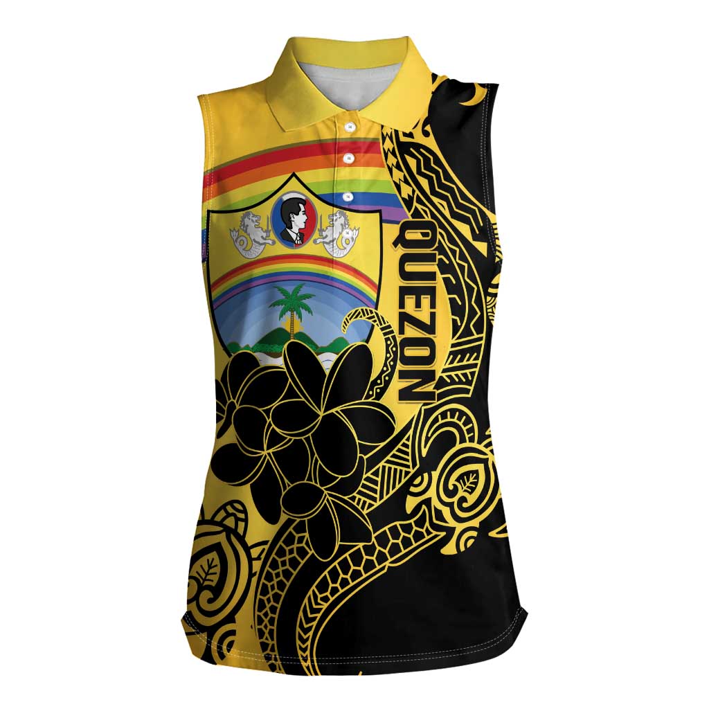 Quezon Province Women Sleeveless Polo Shirt Cocolandia Philippines Turtle LT14 Female Gold - Polynesian Pride