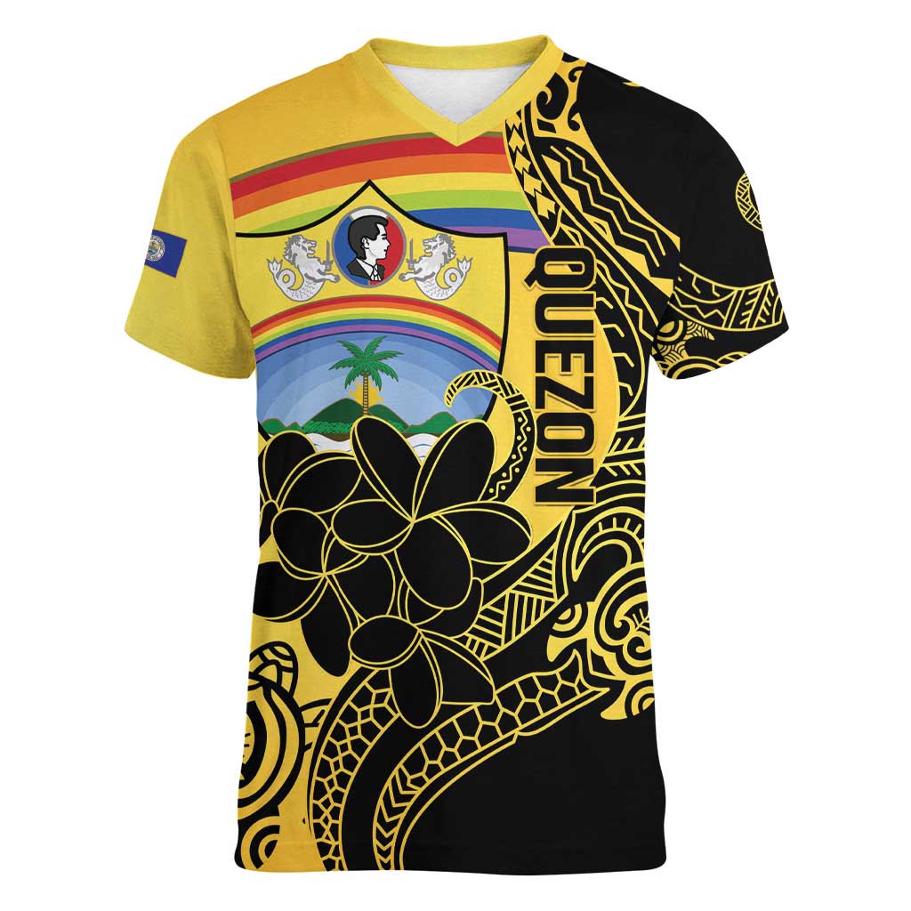 Quezon Province Women V-Neck T-Shirt Cocolandia Philippines Turtle LT14 Female Gold - Polynesian Pride
