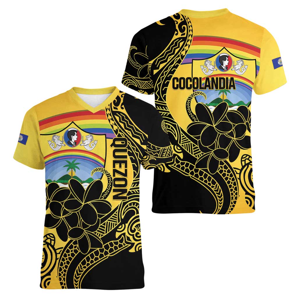 Quezon Province Women V-Neck T-Shirt Cocolandia Philippines Turtle