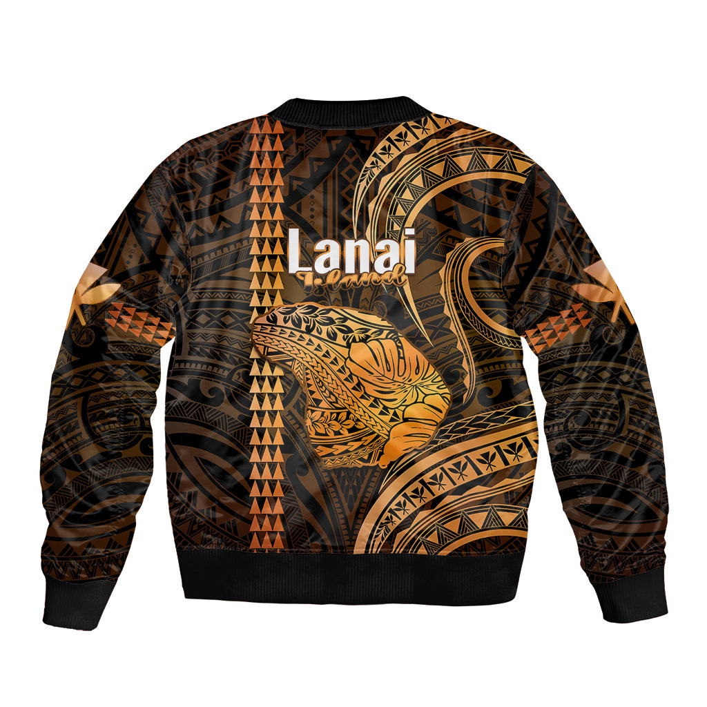 Polynesian Pride Hawaiian Islands Bomber Jacket Lani Map Gold Kanaka With Kakau LT14 - Polynesian Pride