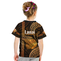Polynesian Pride Hawaiian Islands Kid T Shirt Lani Map Gold Kanaka With Kakau LT14 - Polynesian Pride