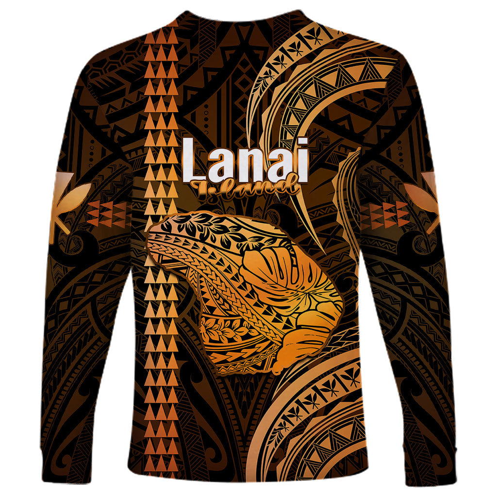 Polynesian Pride Hawaiian Islands Long Sleeve Shirt Lani Map Gold Kanaka With Kakau LT14 - Polynesian Pride