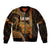 Polynesian Pride Hawaiian Islands Sleeve Zip Bomber Jacket Lani Map Gold Kanaka With Kakau LT14 Unisex Gold - Polynesian Pride