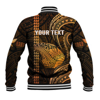 Personalised Hawaiian Islands Baseball Jacket Lani Map Gold Kanaka With Kakau LT14 - Polynesian Pride