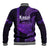 Polynesian Pride Hawaiian Islands Baseball Jacket Kauai Map Purple Kanaka With Kakau LT14 - Polynesian Pride