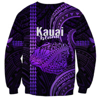 Polynesian Pride Hawaiian Islands Sweatshirt Kauai Map Purple Kanaka With Kakau LT14 - Polynesian Pride