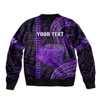 Personalised Hawaiian Islands Bomber Jacket Kauai Map Purple Kanaka With Kakau LT14 - Polynesian Pride