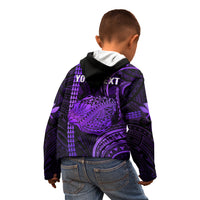 Personalised Hawaiian Islands Kid Hoodie Kauai Map Purple Kanaka With Kakau LT14 - Polynesian Pride
