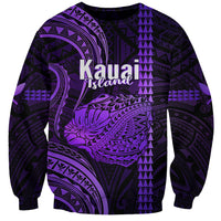 Personalised Hawaiian Islands Sweatshirt Kauai Map Purple Kanaka With Kakau LT14 Unisex Purple - Polynesian Pride