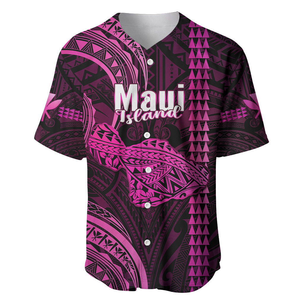 Polynesian Pride Hawaiian Islands Baseball Jersey Maui Map Pink Kanaka
