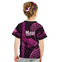 Polynesian Pride Hawaiian Islands Kid T Shirt Maui Map Pink Kanaka With Kakau LT14 - Polynesian Pride
