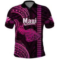 Polynesian Pride Hawaiian Islands Polo Shirt Maui Map Pink Kanaka With Kakau LT14 Pink - Polynesian Pride