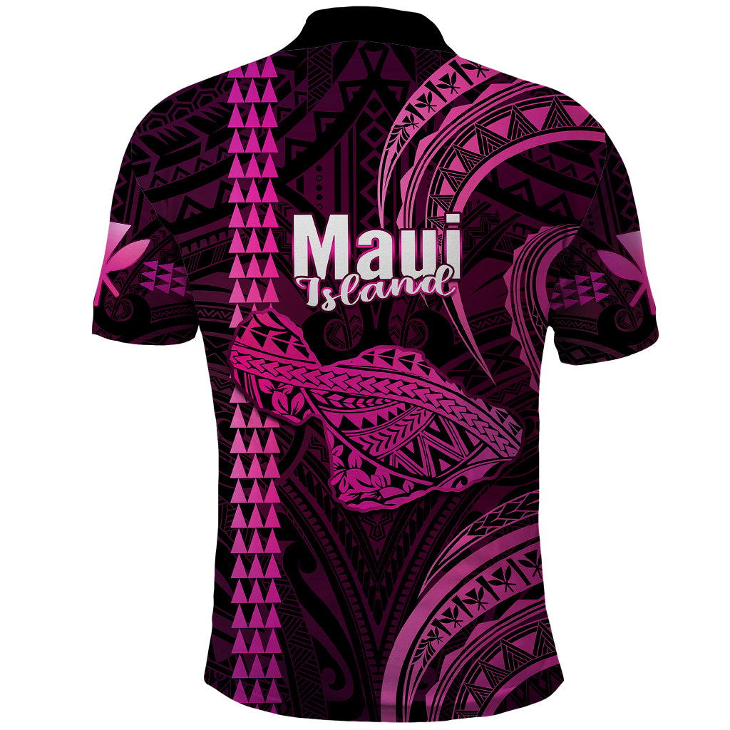 Polynesian Pride Hawaiian Islands Polo Shirt Maui Map Pink Kanaka With Kakau LT14 - Polynesian Pride