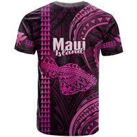 Polynesian Pride Hawaiian Islands T Shirt Maui Map Pink Kanaka With Kakau LT14 - Polynesian Pride