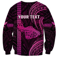 Personalised Hawaiian Islands Sweatshirt Maui Map Pink Kanaka With Kakau LT14 - Polynesian Pride